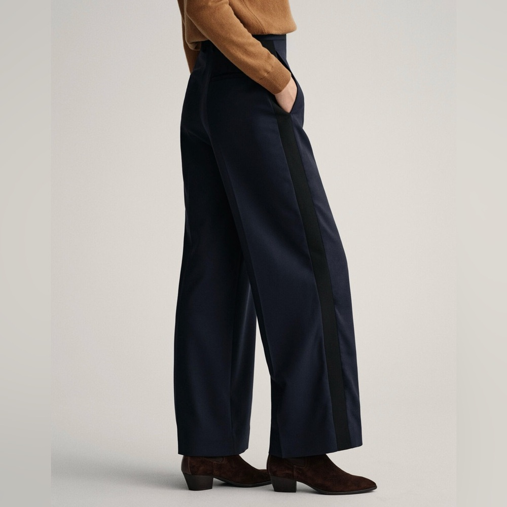Wide-Leg Side-Stripe Trousers